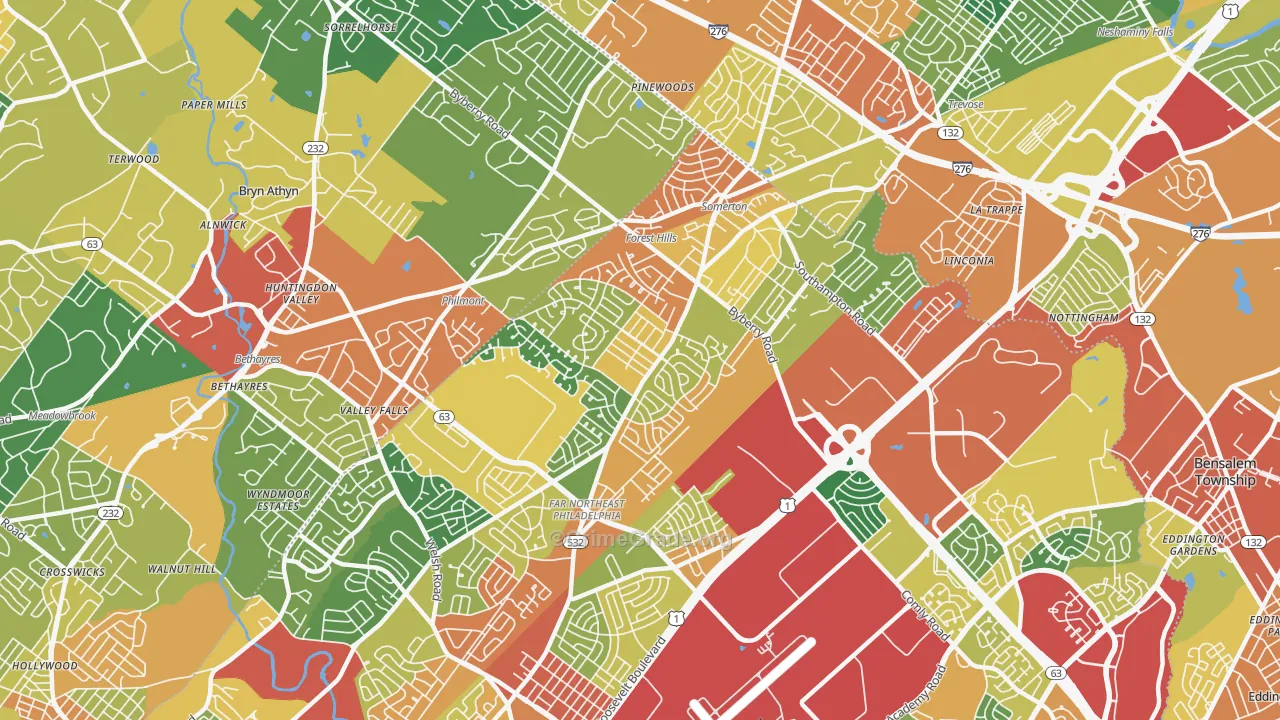 Somerton, Philadelphia, PA Map of Theft Rates