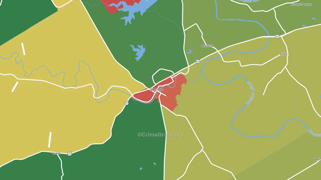 Somervell County, TX Map of Theft Rates