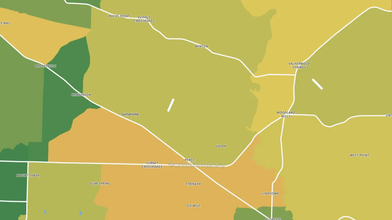 Somerville, AL Map of Theft Rates
