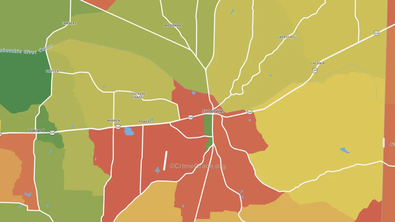 Somerville, TN Map of Theft Rates