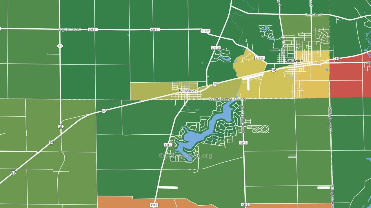 Somonauk, IL Map of Theft Rates