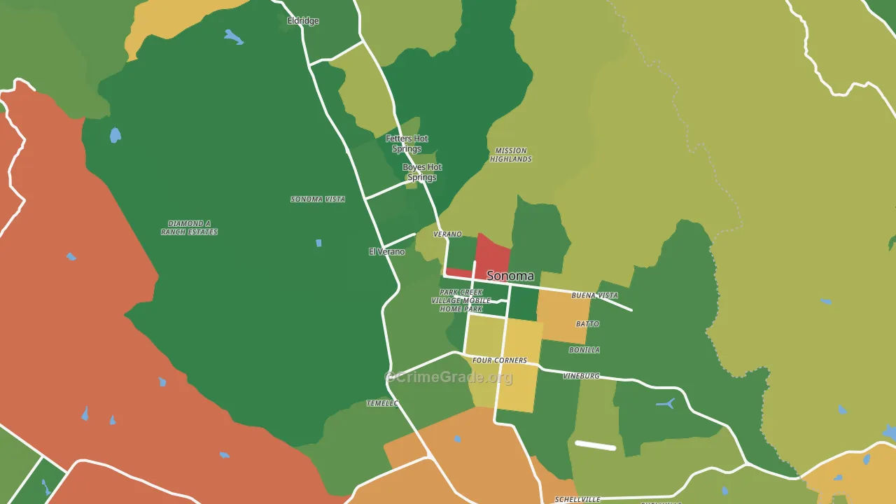 Sonoma, CA Map of Theft Rates