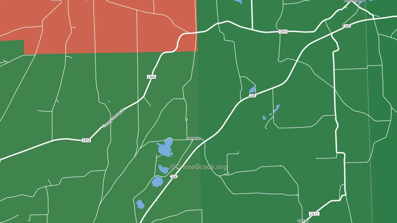 Sonora, NY Map of Theft Rates