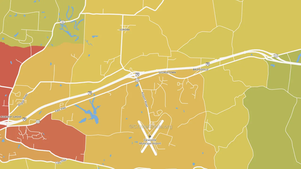 Sonora, OH Map of Theft Rates