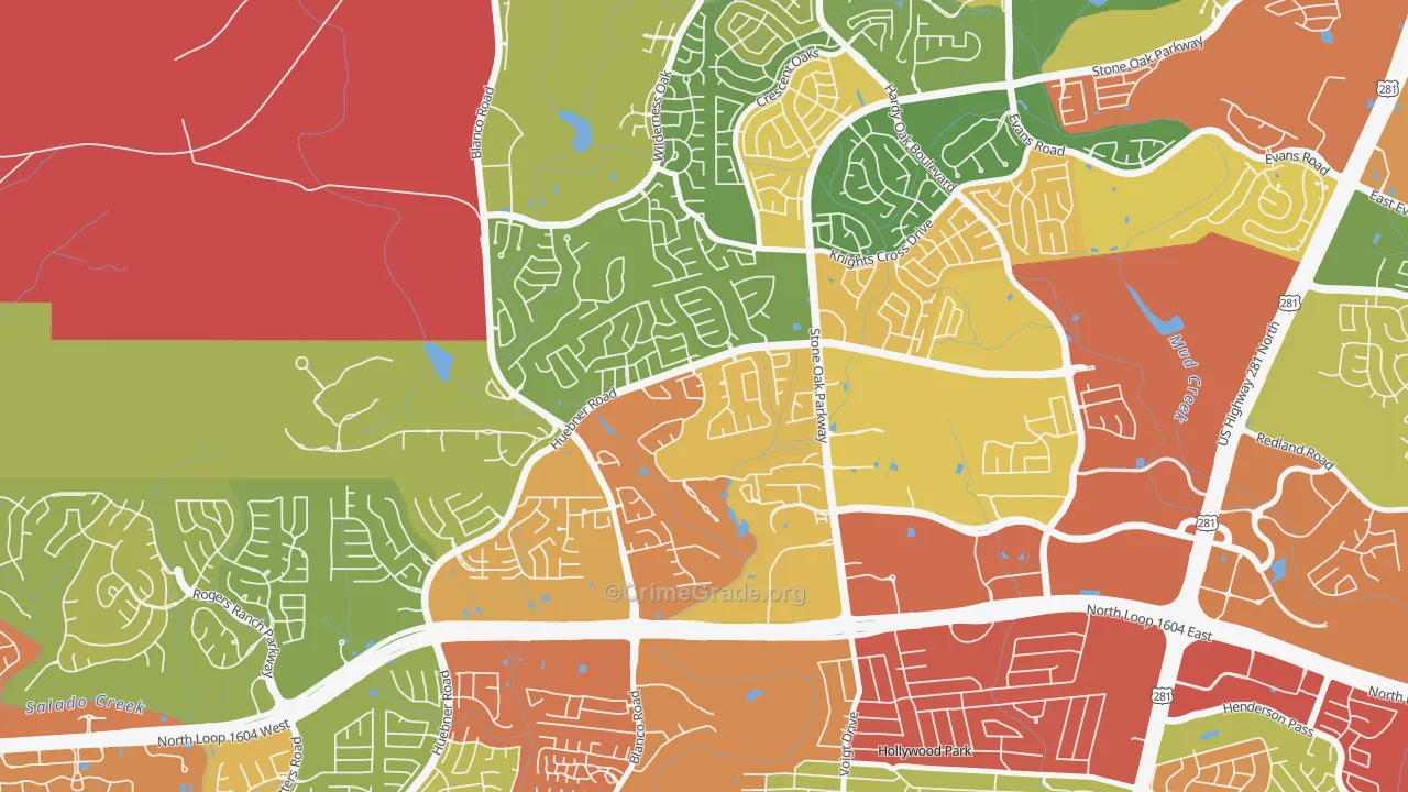 Sonterra-Stone Oak, San Antonio, TX Map of Theft Rates
