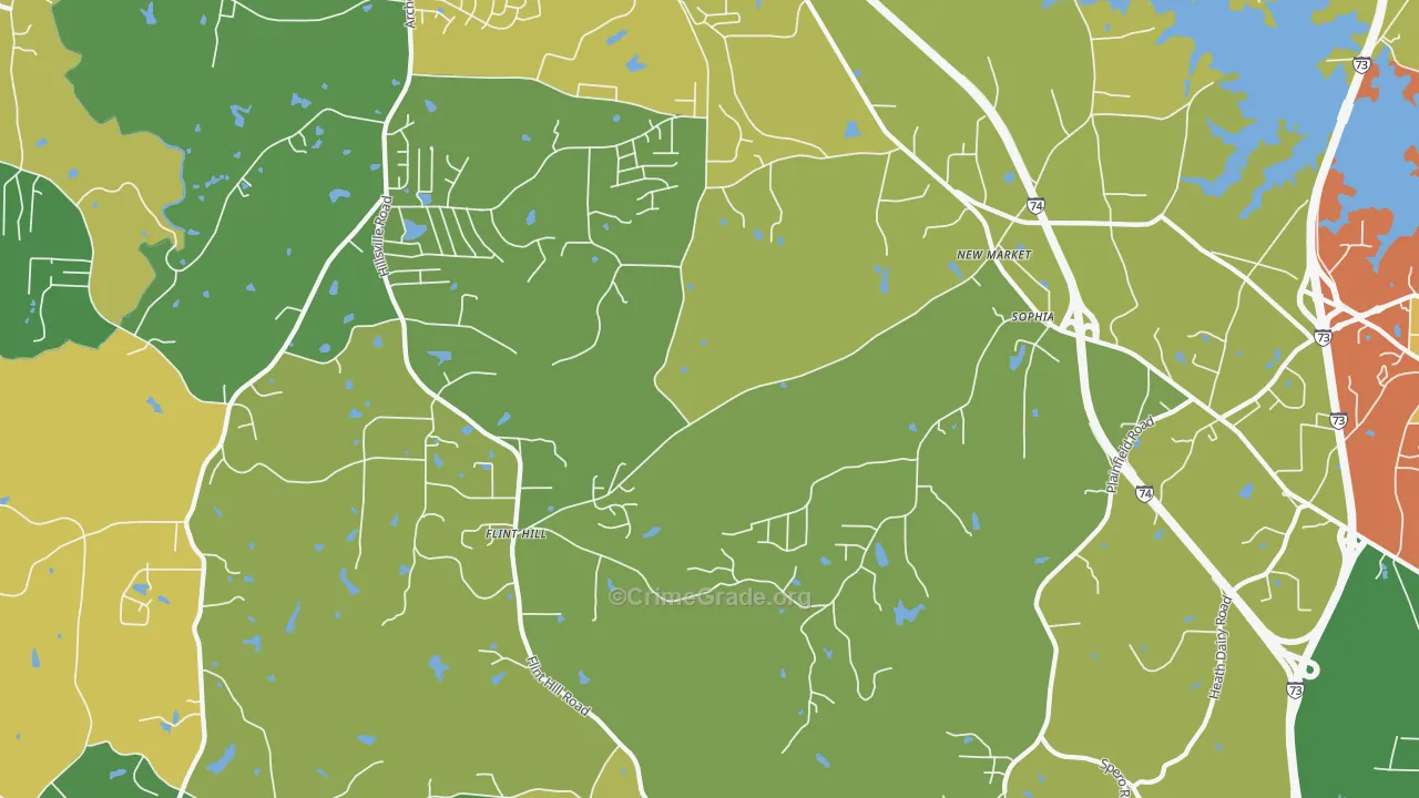 Sophia, NC Map of Theft Rates