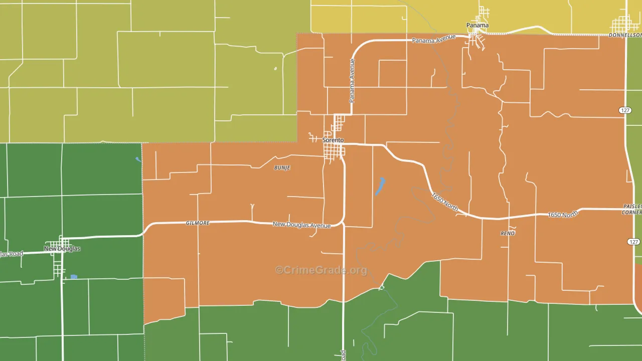 Sorento, IL Map of Theft Rates