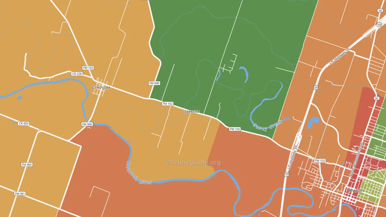 Sorrelle, TX Map of Theft Rates