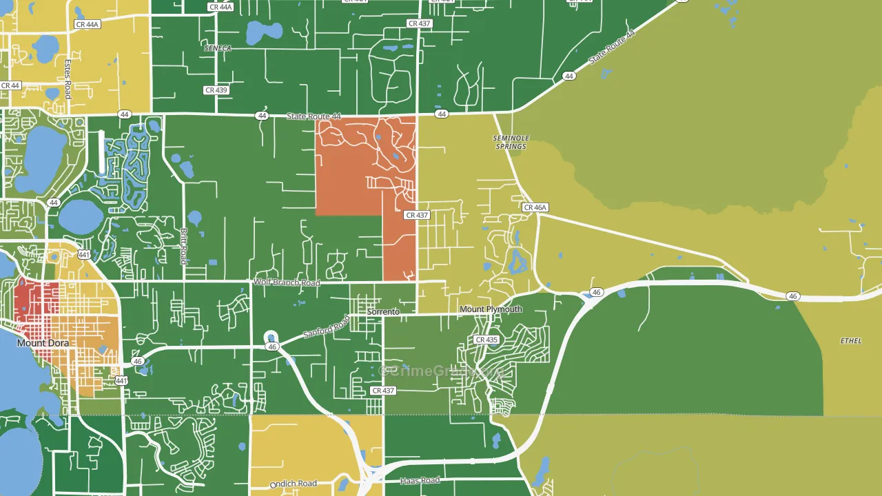 Sorrento, FL Map of Theft Rates