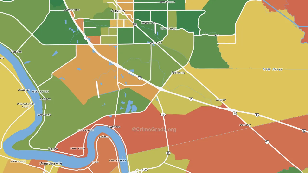 Sorrento, LA Map of Theft Rates