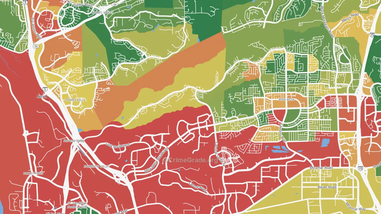 Sorrento Valley, San Diego, CA Map of Theft Rates