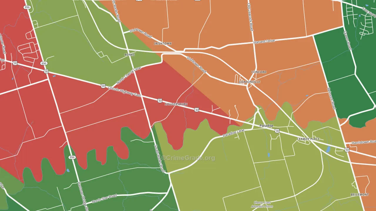 Soudersburg, PA Map of Theft Rates