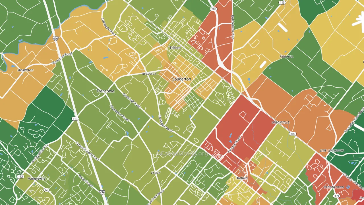 Souderton, PA Map of Theft Rates