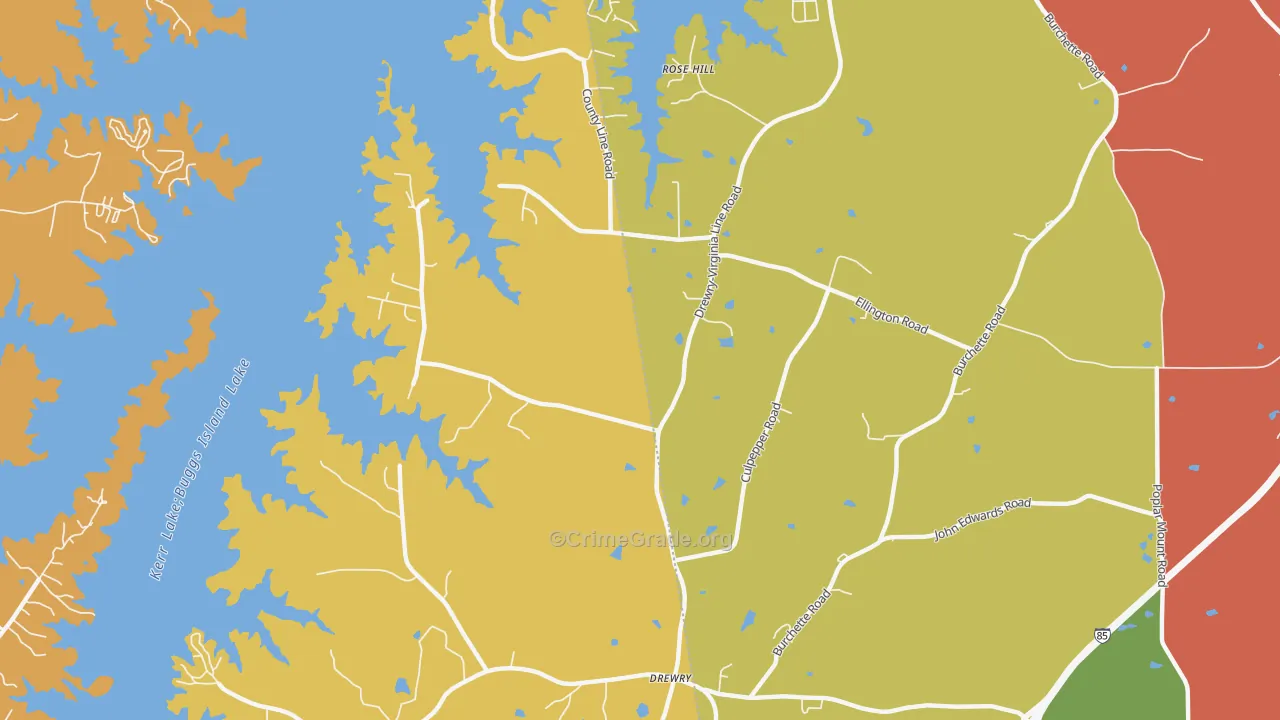 Soul City, NC Map of Theft Rates