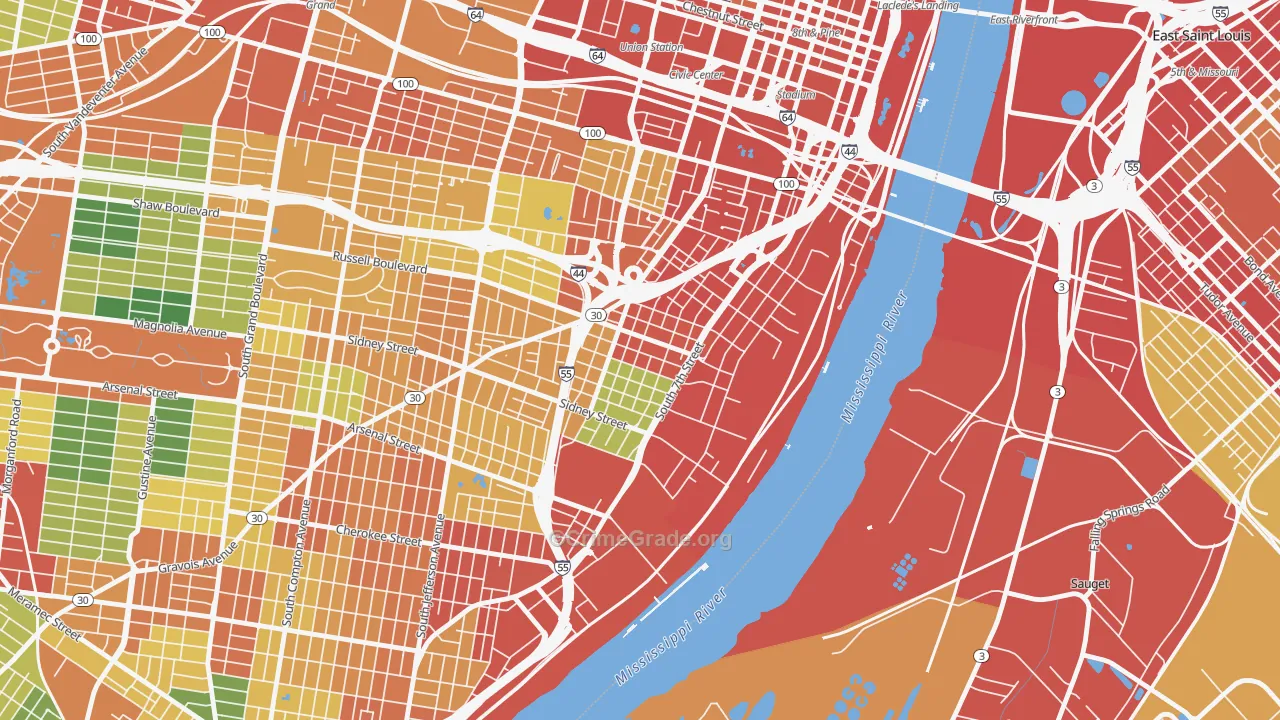 Soulard, St. Louis, MO Map of Theft Rates