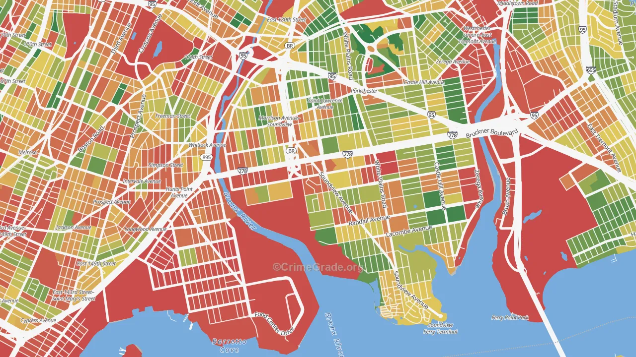 Soundview, Bronx, NY Map of Theft Rates