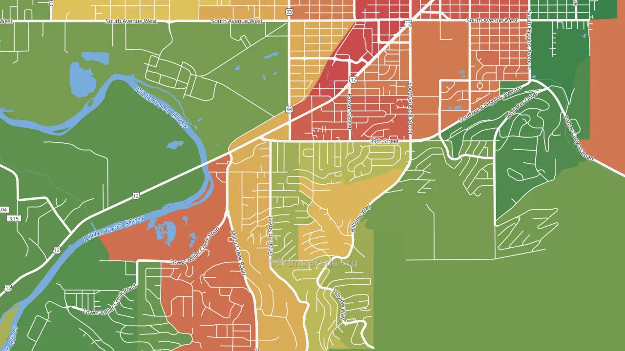 South 39th Street, Missoula, MT Map of Theft Rates
