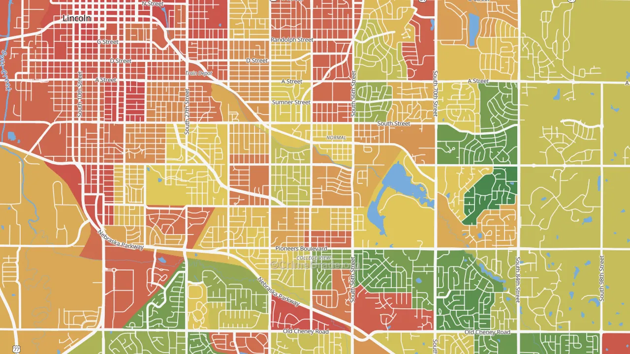 South 48th Street, Lincoln, NE Map of Theft Rates