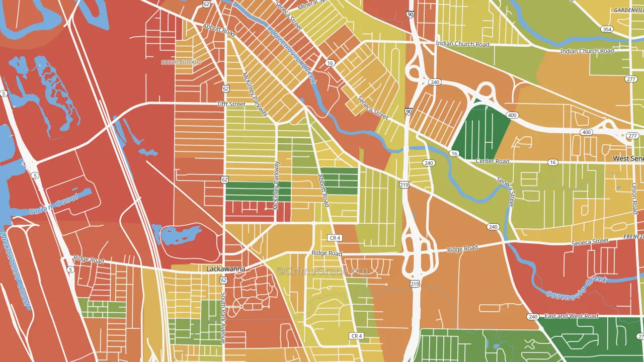 South Abbott, Buffalo, NY Map of Theft Rates