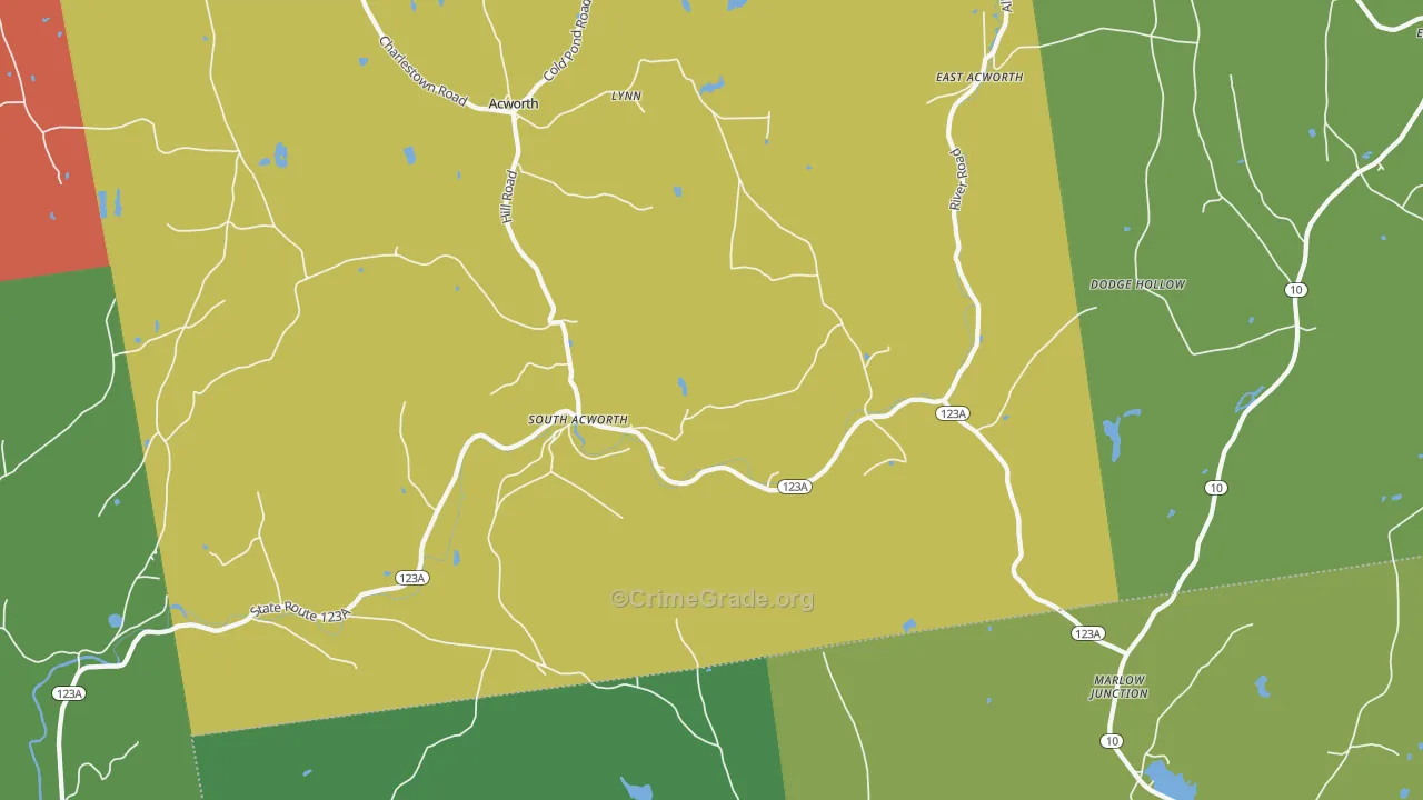 South Acworth, NH Map of Theft Rates