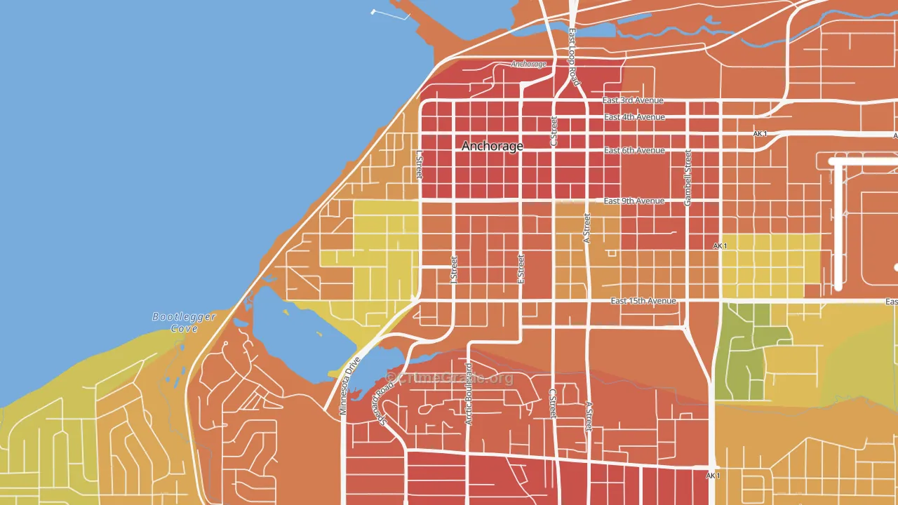 South Addition, Anchorage, AK Map of Theft Rates