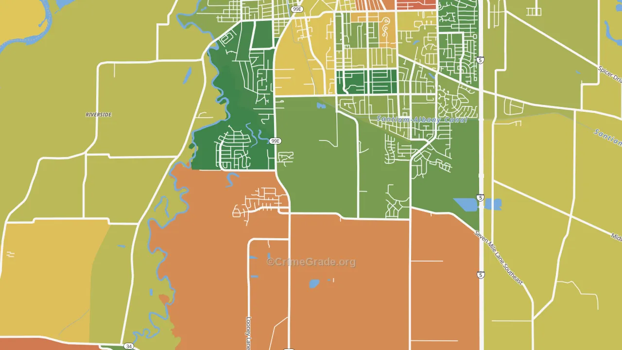 South Albany, Albany, OR Map of Theft Rates