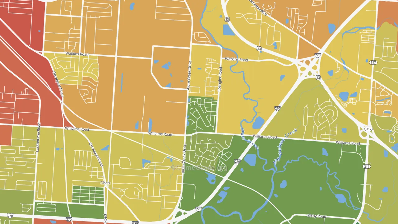South Alum Creek, Columbus, OH Map of Theft Rates