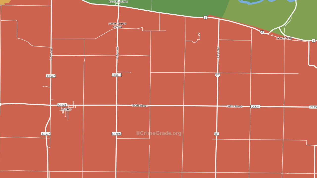 South Amana, IA Map of Theft Rates