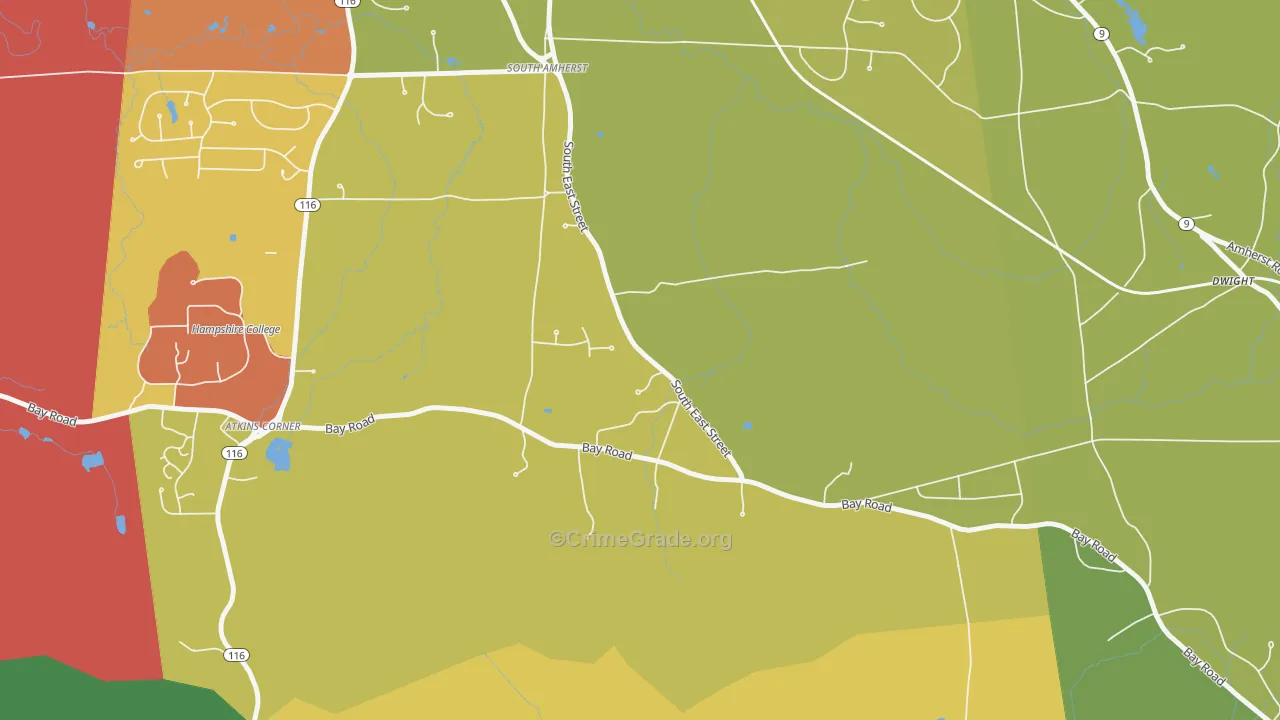 South Amherst, MA Map of Theft Rates