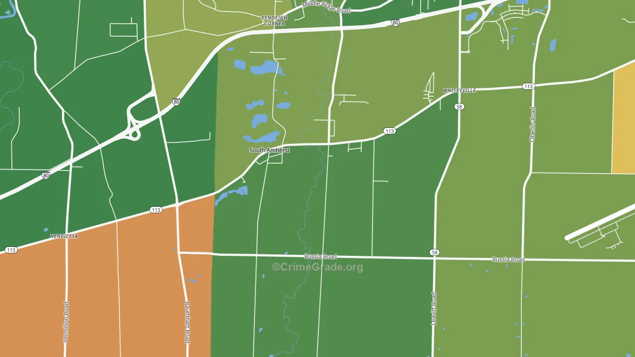 South Amherst, OH Map of Theft Rates