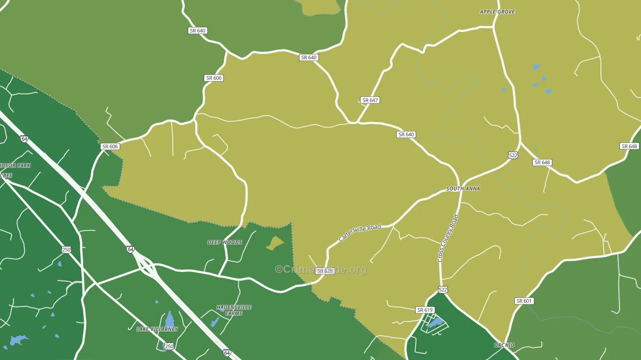 South Anna, VA Map of Theft Rates