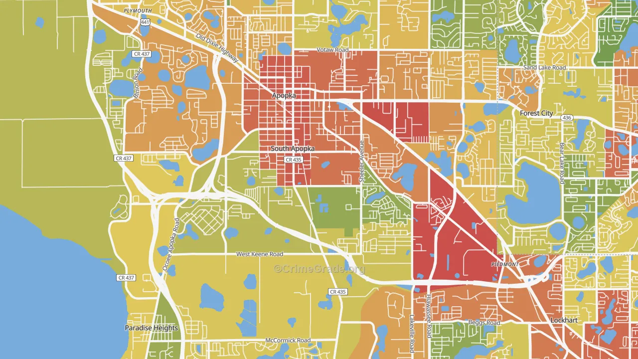 South Apopka, FL Map of Theft Rates
