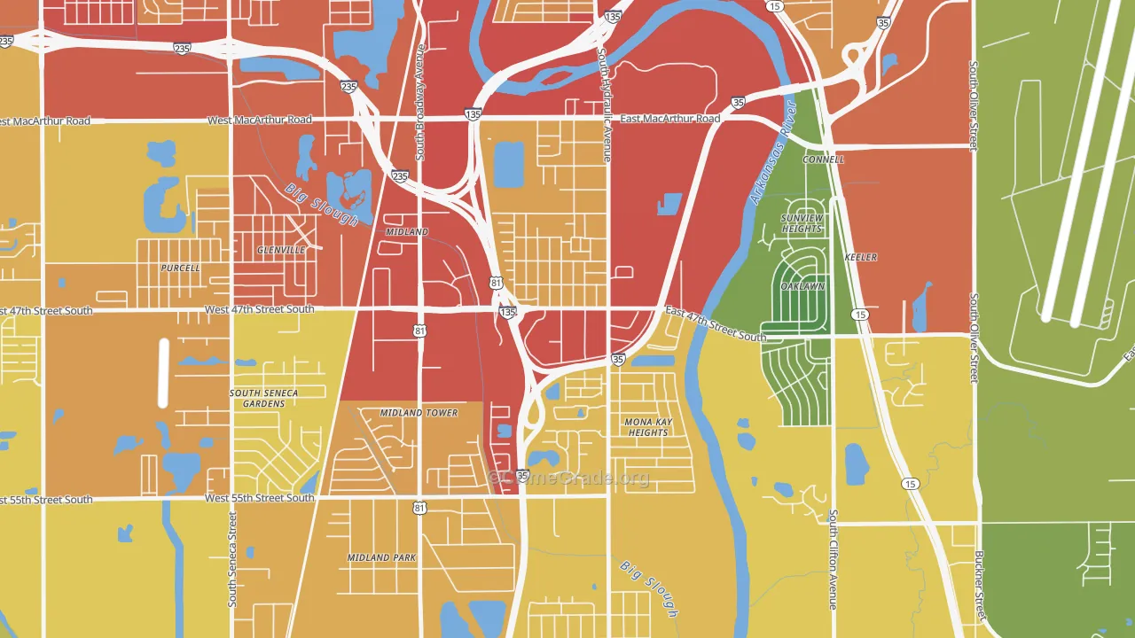 South Area, Wichita, KS Map of Theft Rates