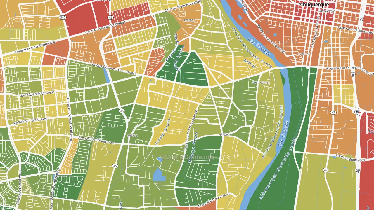 South Atrisco, South Valley, NM Map of Theft Rates