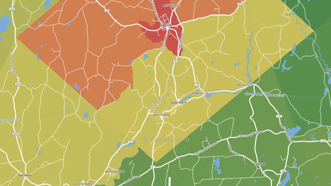 South Barre, MA Map of Theft Rates