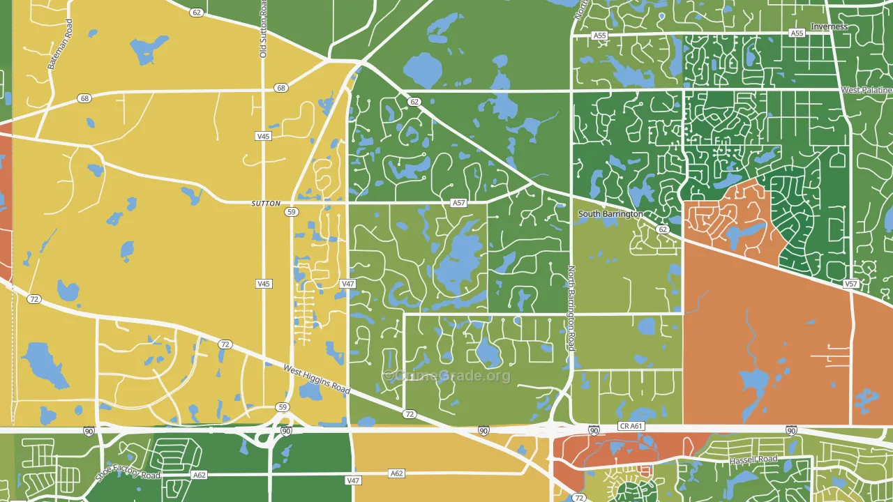 South Barrington, IL Map of Theft Rates