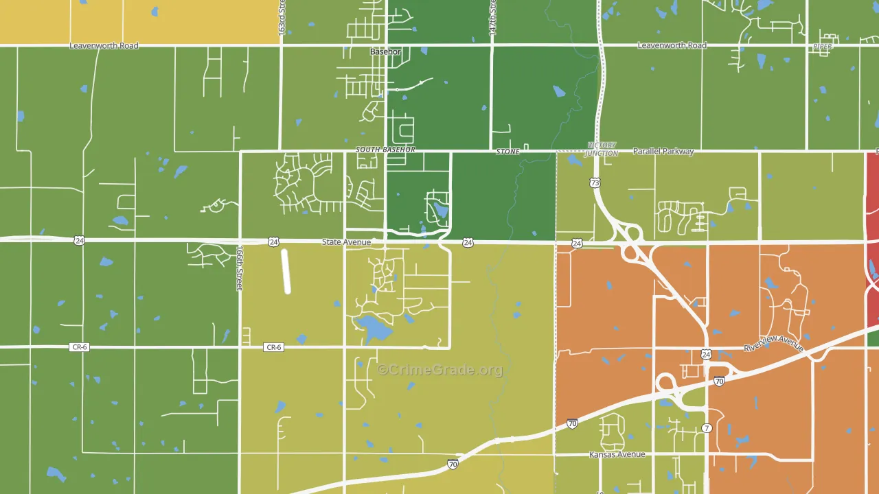 South Basehor, KS Map of Theft Rates