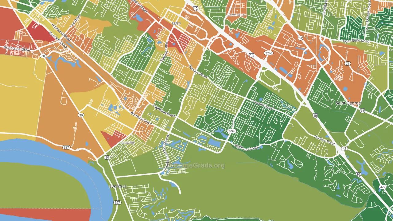 South Baton Rouge, Baton Rouge, LA Map of Theft Rates