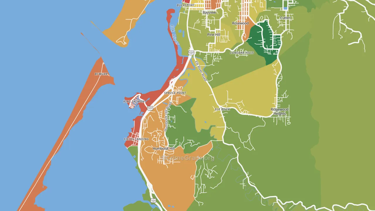 South Bay, Eureka, CA Map of Theft Rates