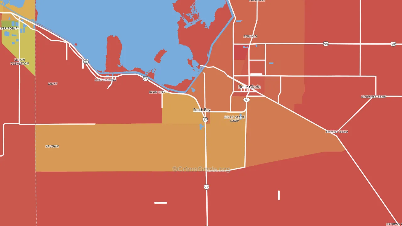 South Bay, FL Map of Theft Rates