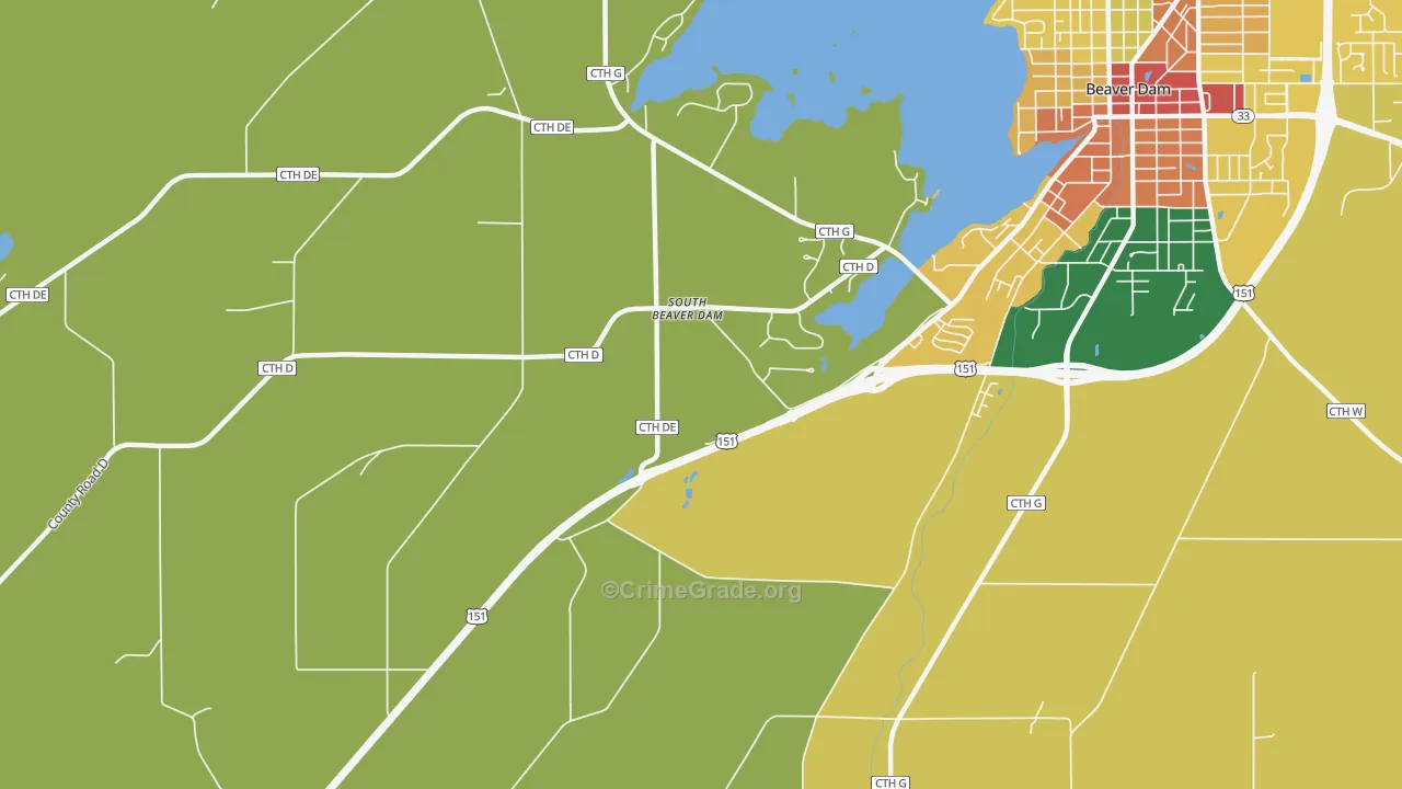 South Beaver Dam, WI Map of Theft Rates