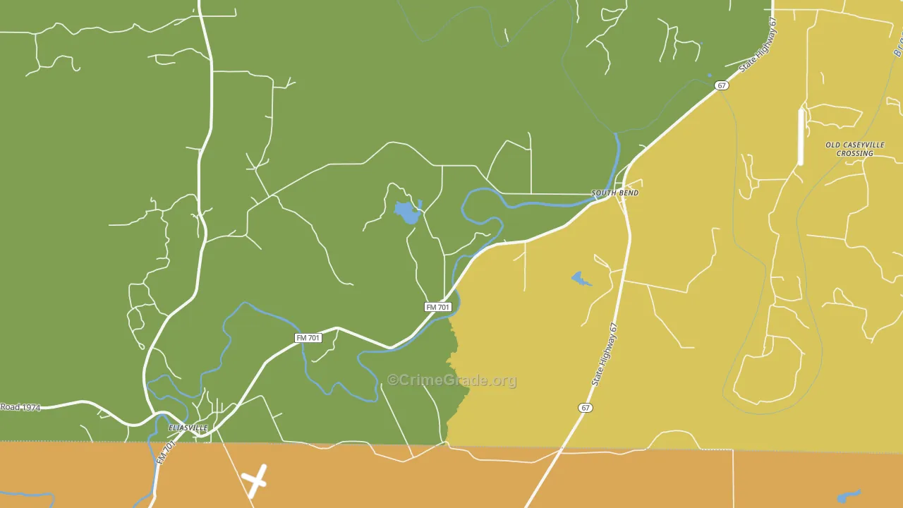 South Bend, TX Map of Theft Rates