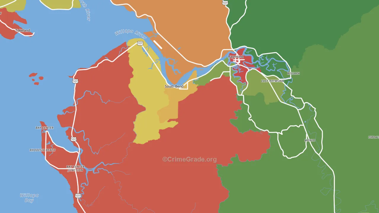 South Bend, WA Map of Theft Rates