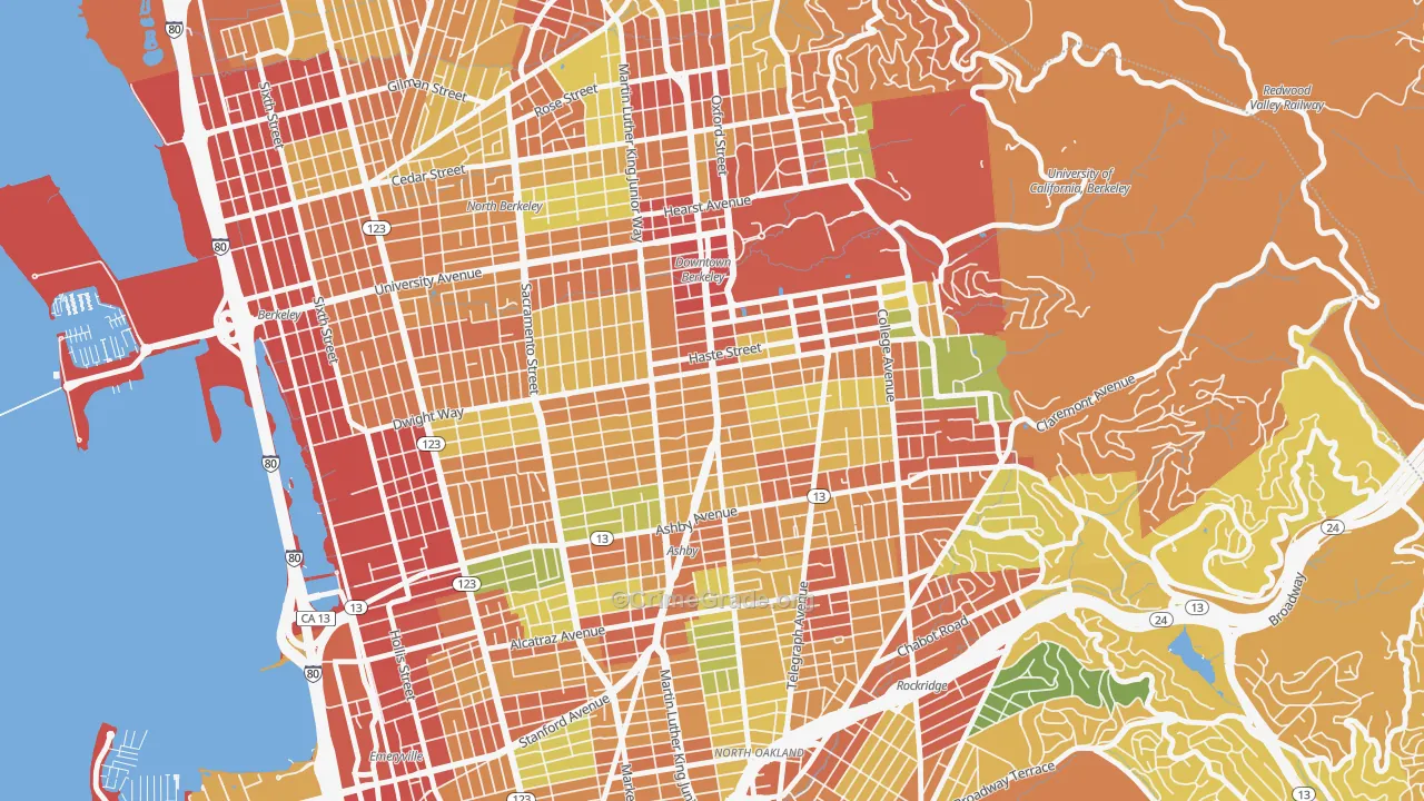 South Berkeley, Berkeley, CA Map of Theft Rates