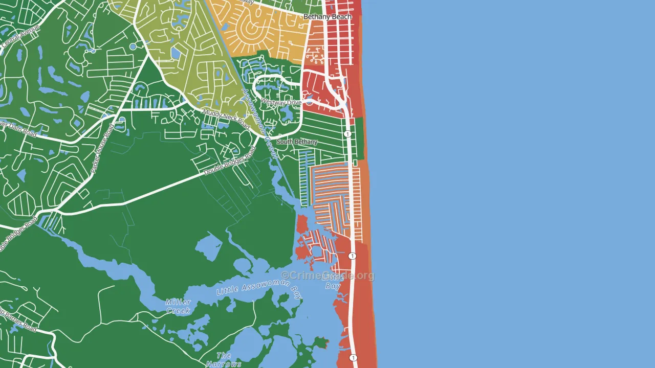 South Bethany, DE Map of Theft Rates