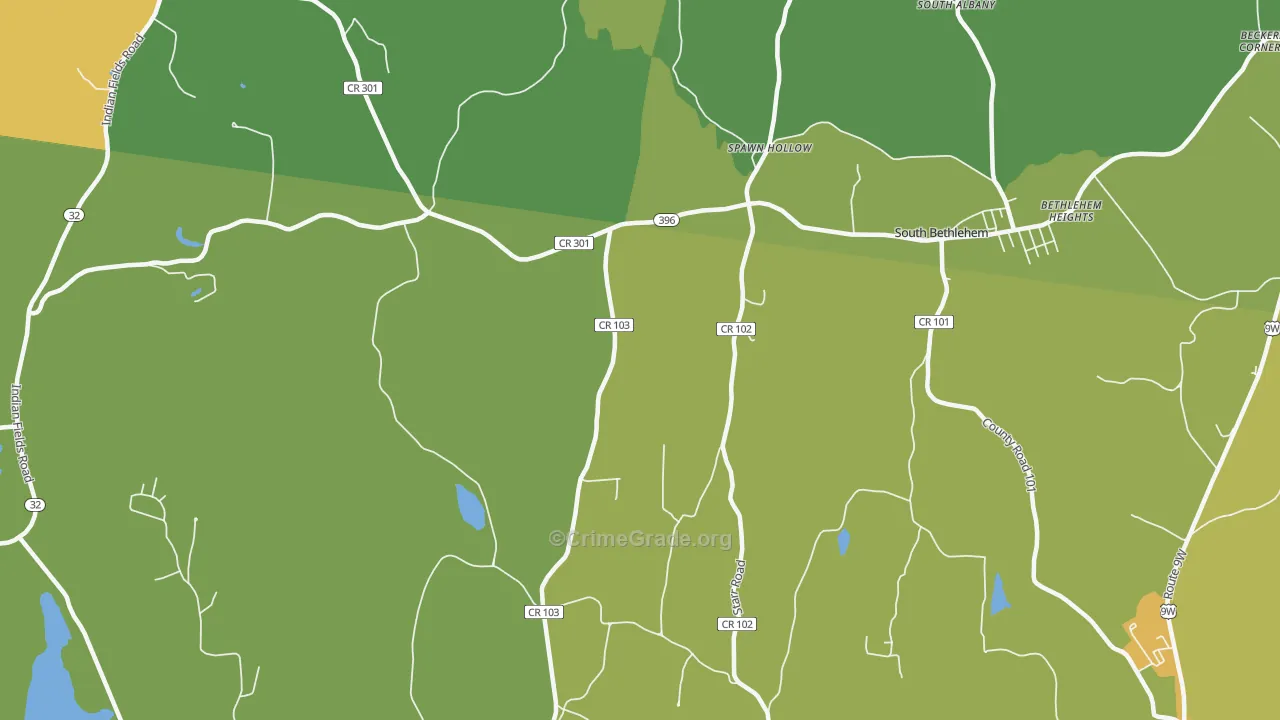 South Bethlehem, NY Map of Theft Rates