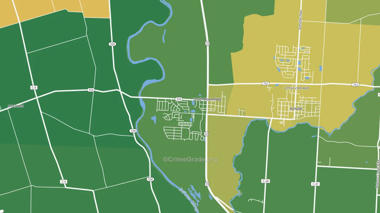 South Bloomfield, OH Map of Theft Rates