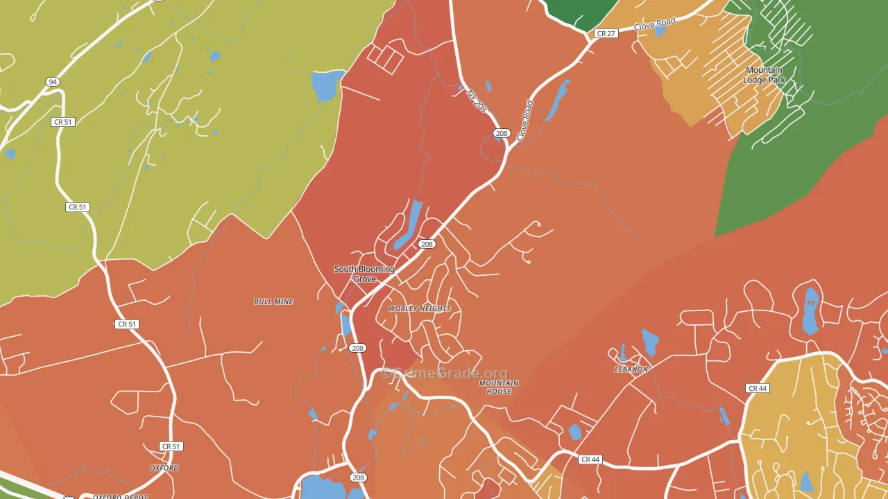 South Blooming Grove, NY Map of Theft Rates