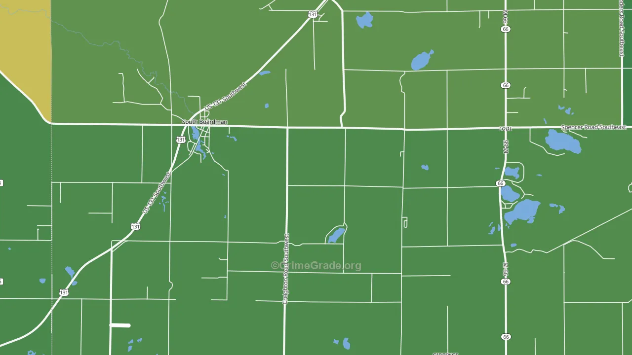 South Boardman, MI Map of Theft Rates
