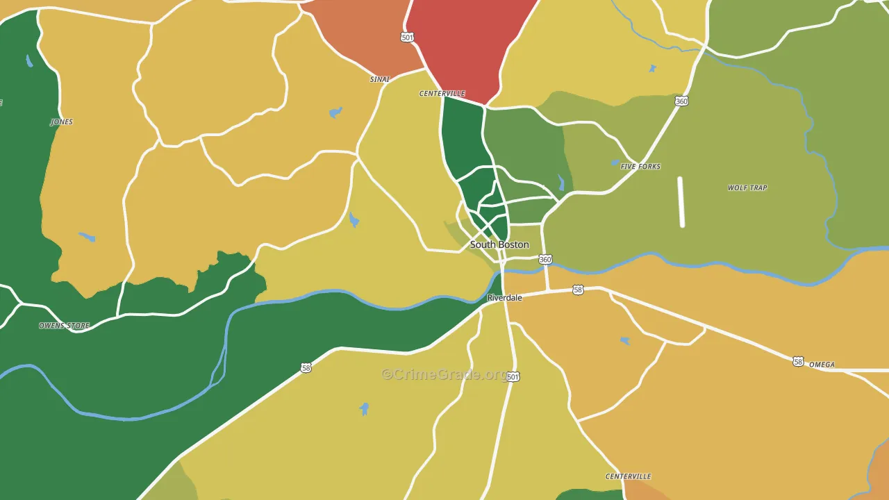 South Boston, VA Map of Theft Rates